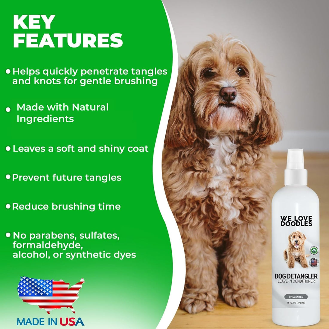 Dog Detangler Spray, Leave-in Conditioner Spray for Dogs, Unscented