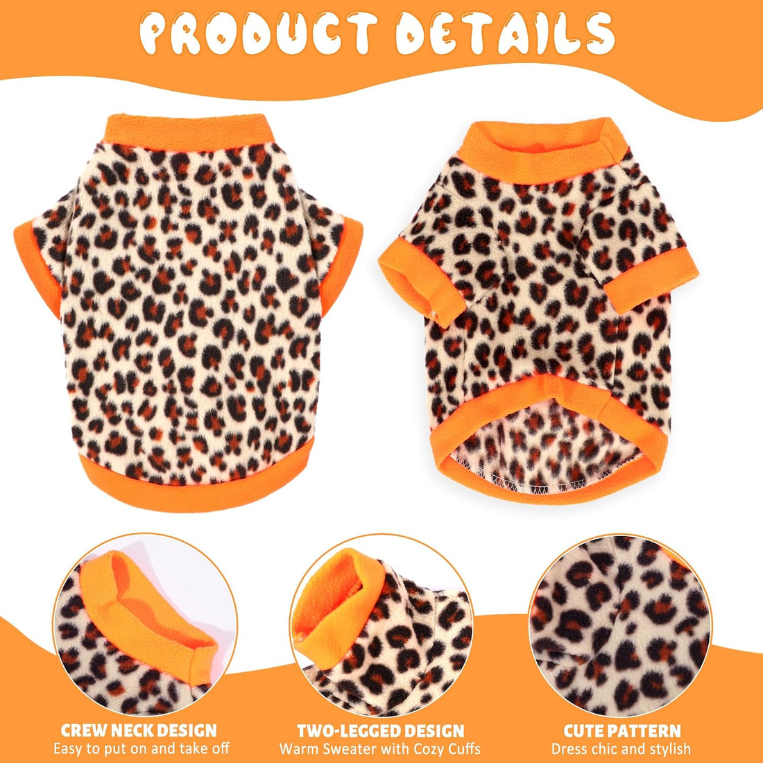 2 Pieces Dog Sweaters for Small Dogs Girl Fleece Puppy Sweater