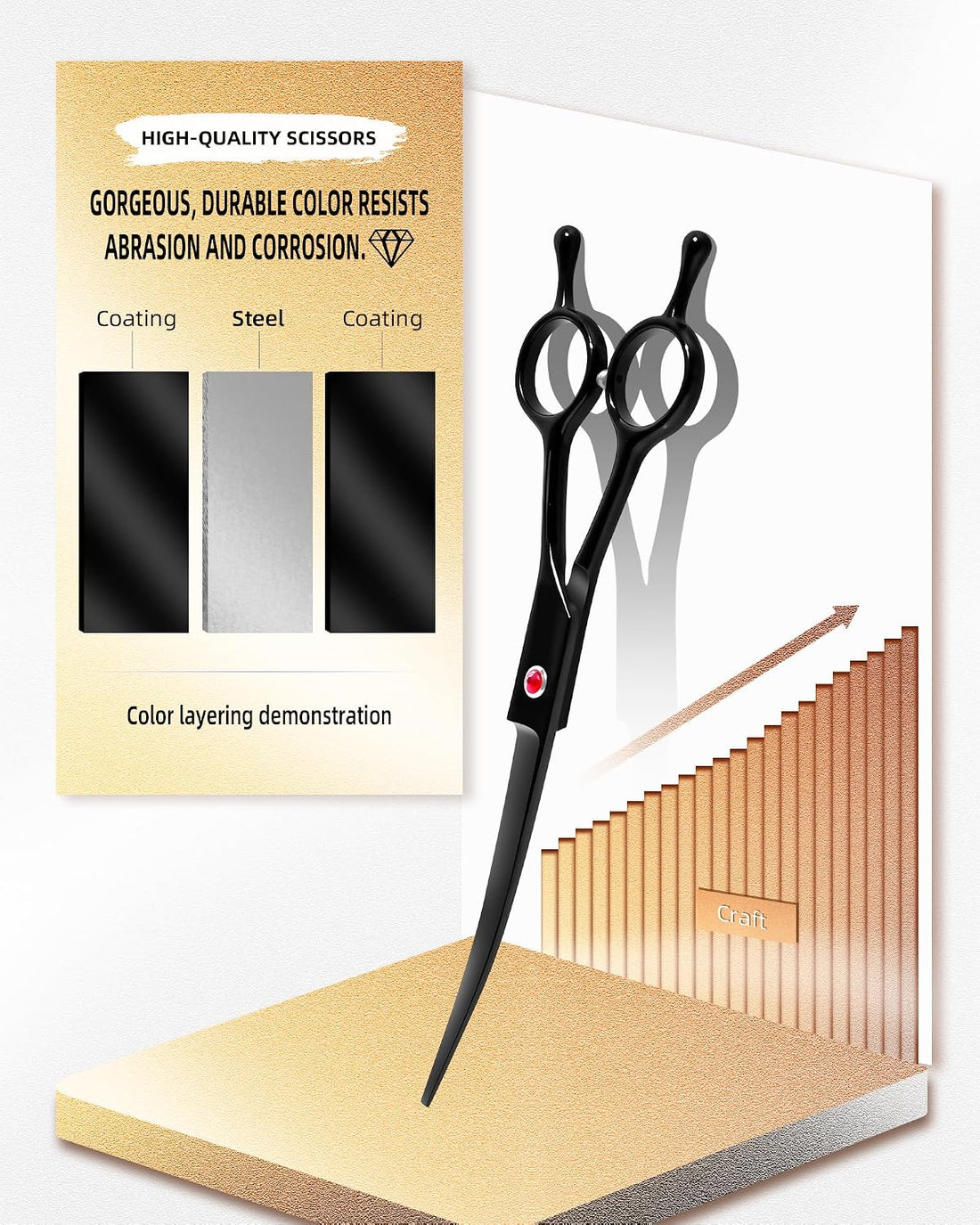 Hucholite Dog Grooming Scissors, Curved Scissors for Dog Grooming