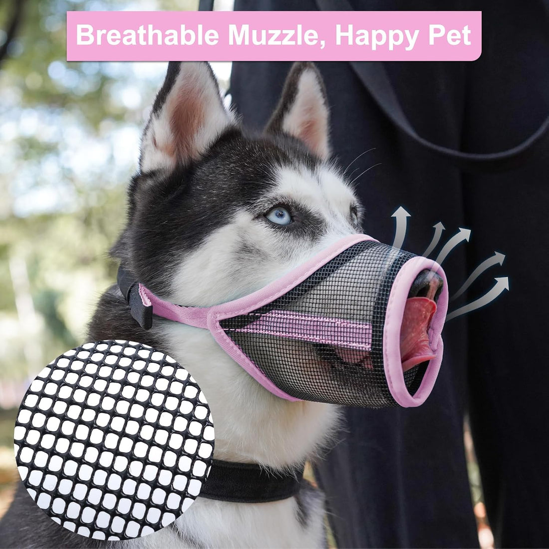 LUCKYPAW Mesh Dog Muzzle for Small Medium Dogs to Prevent Biting
