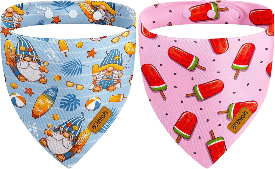 Fall Dog Bandanas - 2 Pack Thanksgiving Dog Bandana with Snap Button