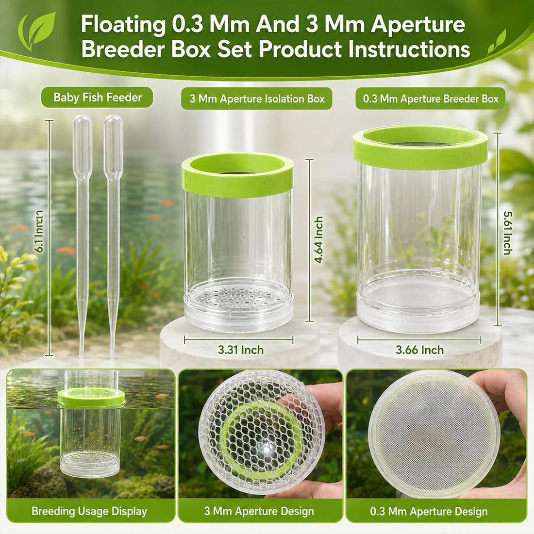 2-Piece Set Fish Breeder Box for Fish Tank Aquarium Breeding Box Large