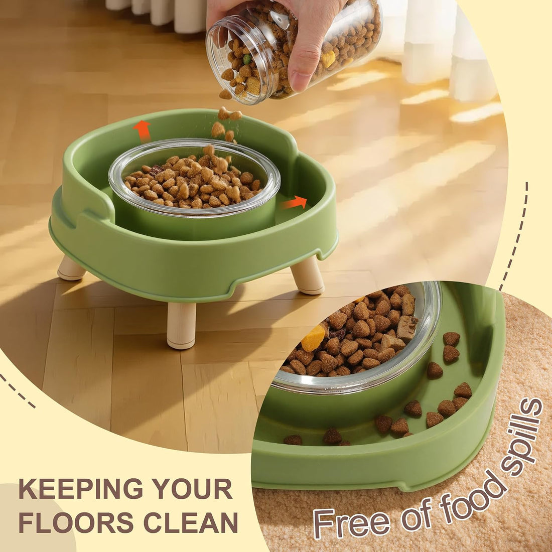 Ant Proof Cat Food Bowl, Non-Slip Elevated Cat Feeding Bowl