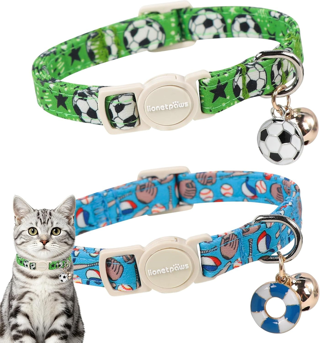 LIONET PAWS 2 Pack Breakaway Cat Collars