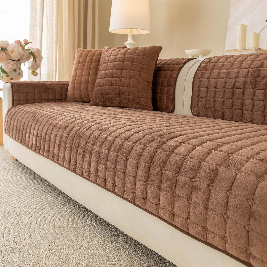 Velvet Washable Couch Cover,Nonslip Sofa Cover for Dogs.