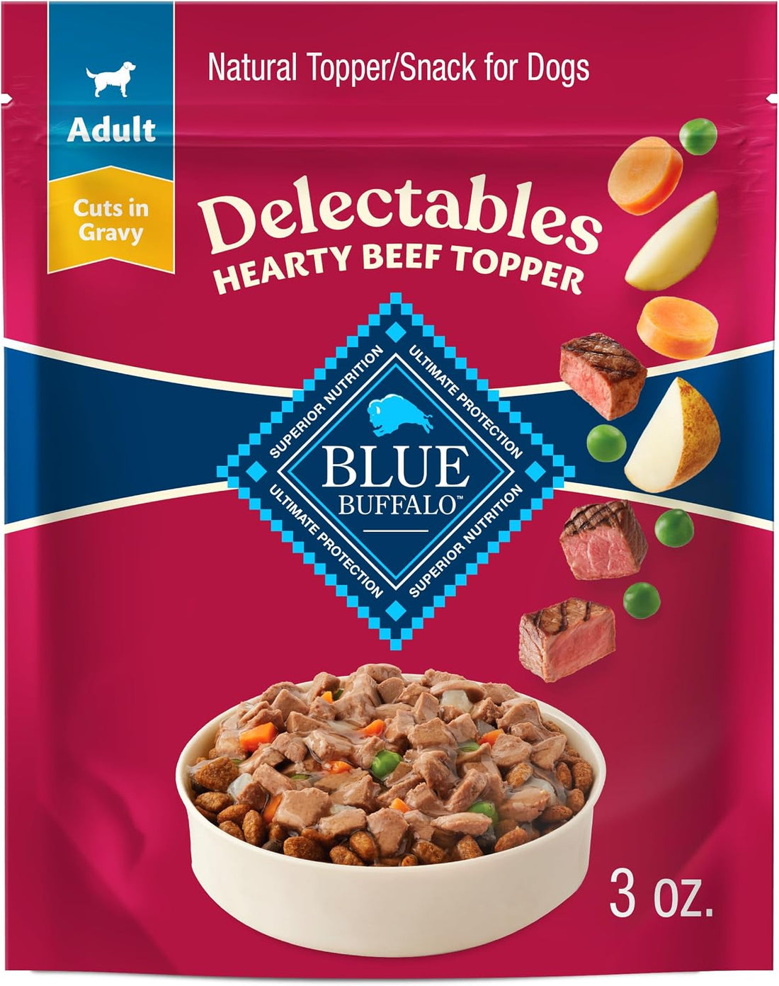 Blue Buffalo Delectables Variety Pack Dog Food Topper, 3 oz, 12 ct