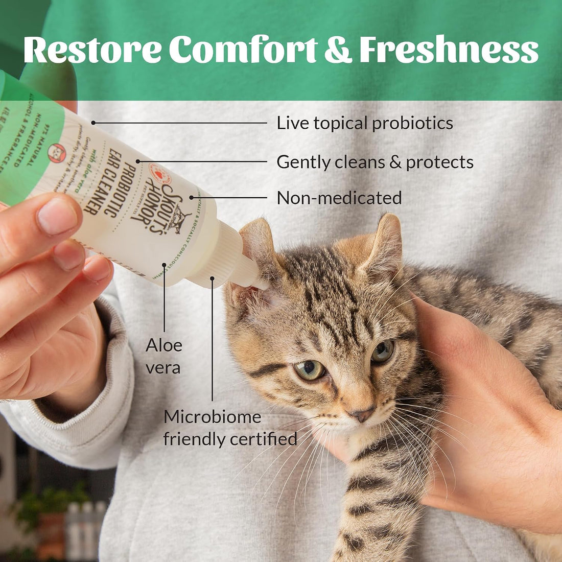 SKOUT'S HONOR Cat Ear Cleaner Solution with Aloe Vera - Alcohol-Free