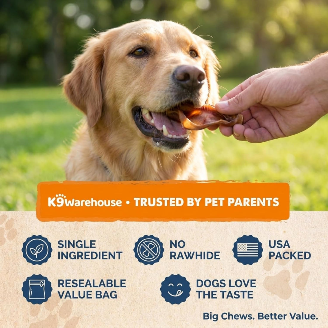 K9warehouse Bulk Pig Ear Bites for Dogs 100% Pork, Rawhide Alternative