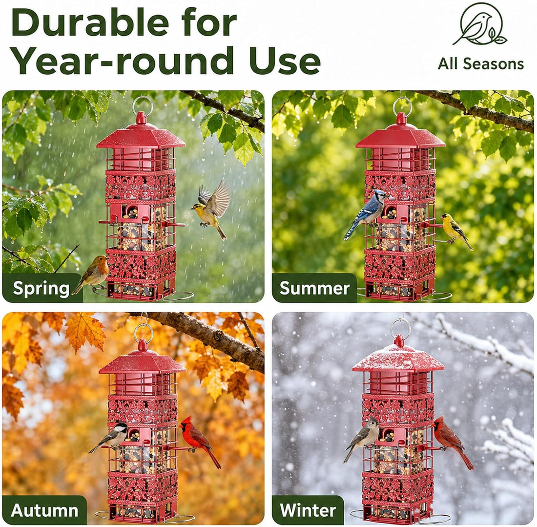 Squirrel Proof Bird Feeder Metal, Weight-Activated for Outdoors