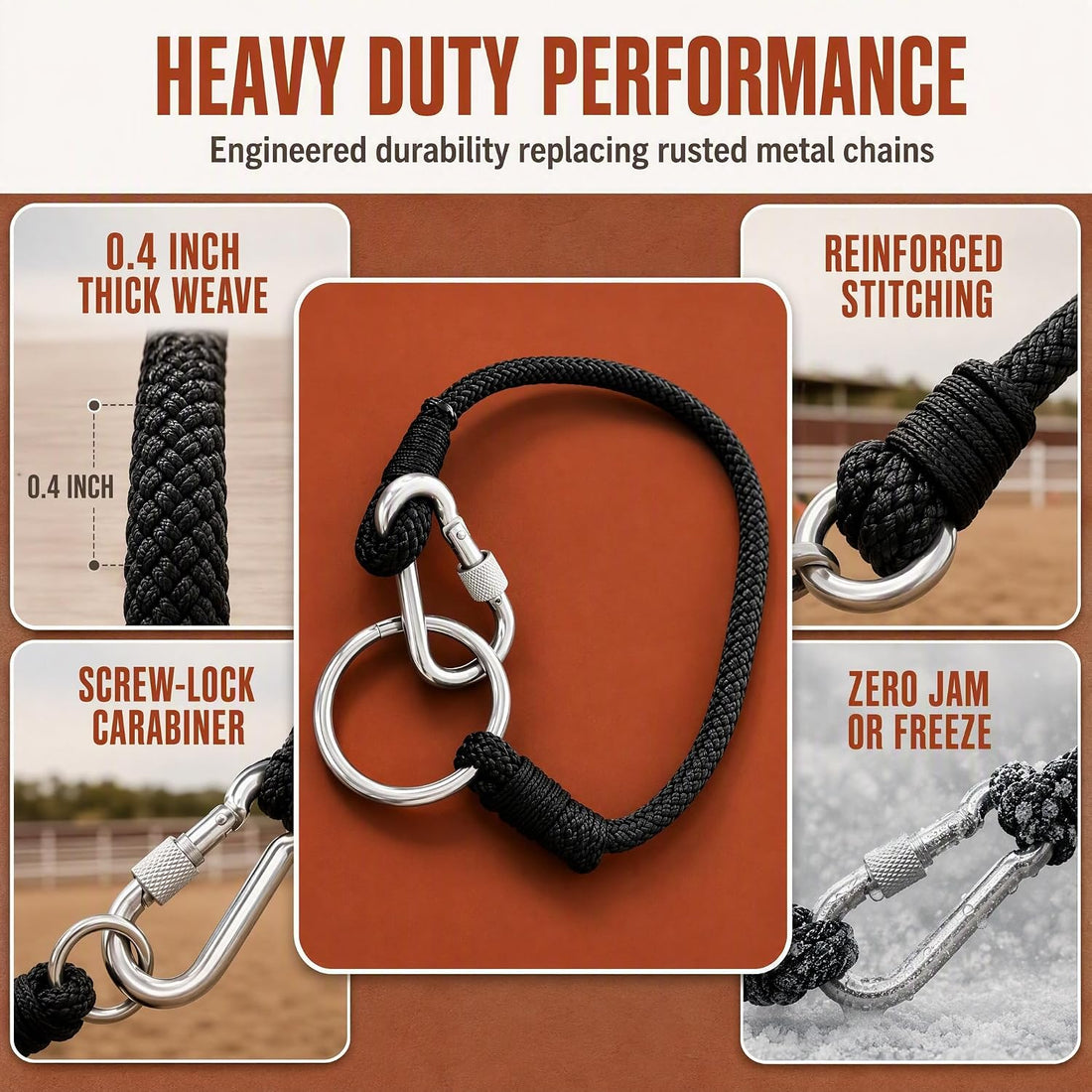 Heavy Duty Gate Latch Strap, 0.4in Nylon Rope for Fence, Barn