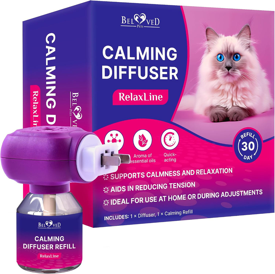 Beloved Pets Cat Calming Diffuser & Pet Anti Anxiety Products