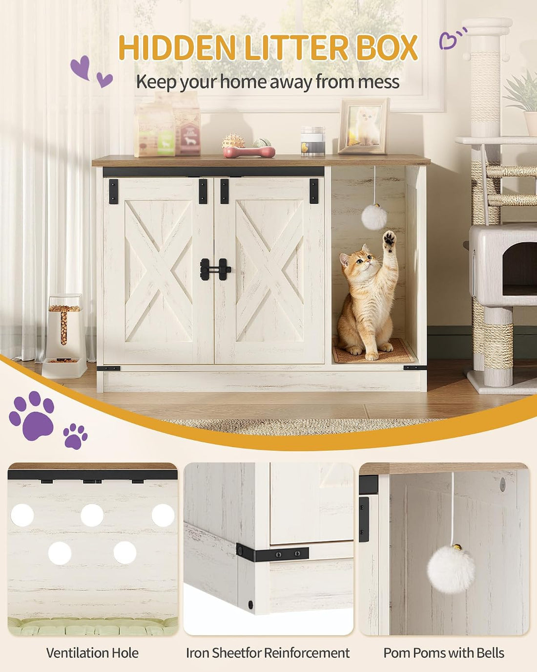 Hzuaneri Cat Litter Box Enclosure