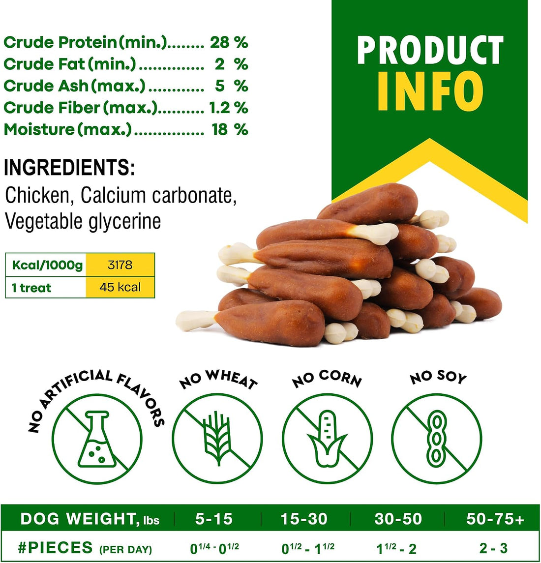Dog Treats Bones Wrapped Chicken & Rawhide Free Chew