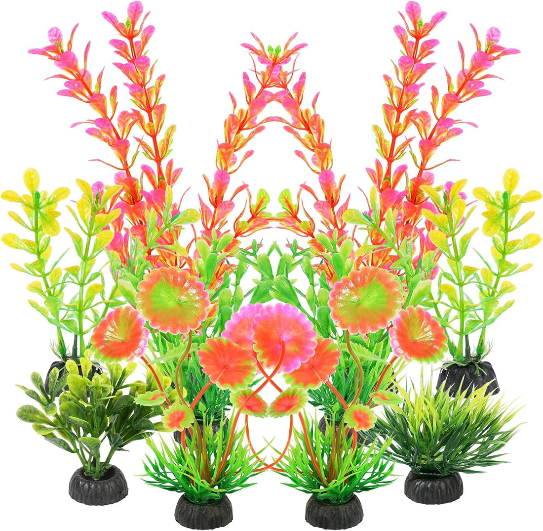 AQUANEAT Artificial Fish Tank Plants, Plastic Aquarium Decorations