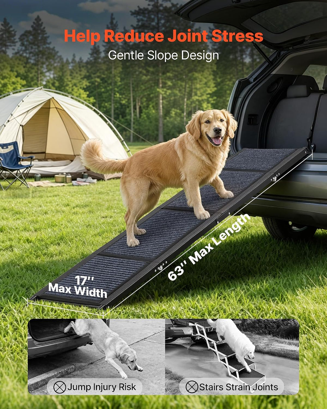 VEVOR Dog Ramp for Cars, 63" L x 17" W