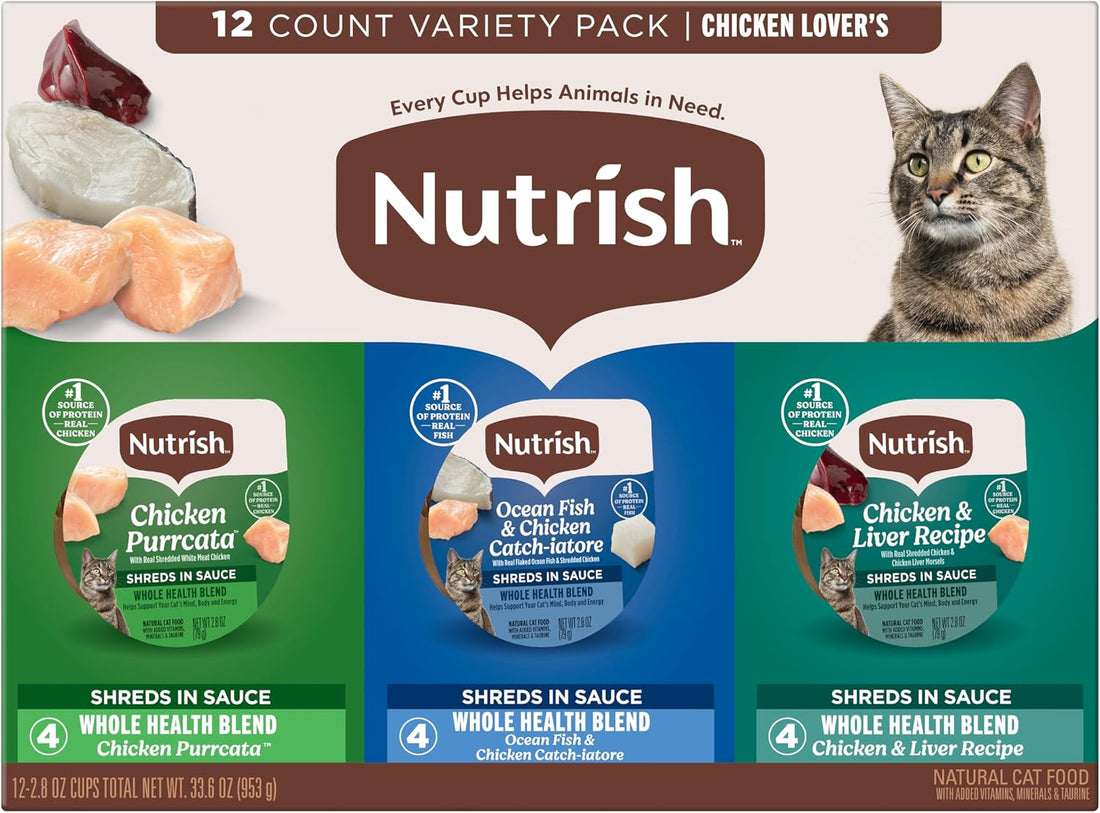 Nutrish Chicken Lover's Wet Cat Food Variety Pack, 2.8 oz Cup