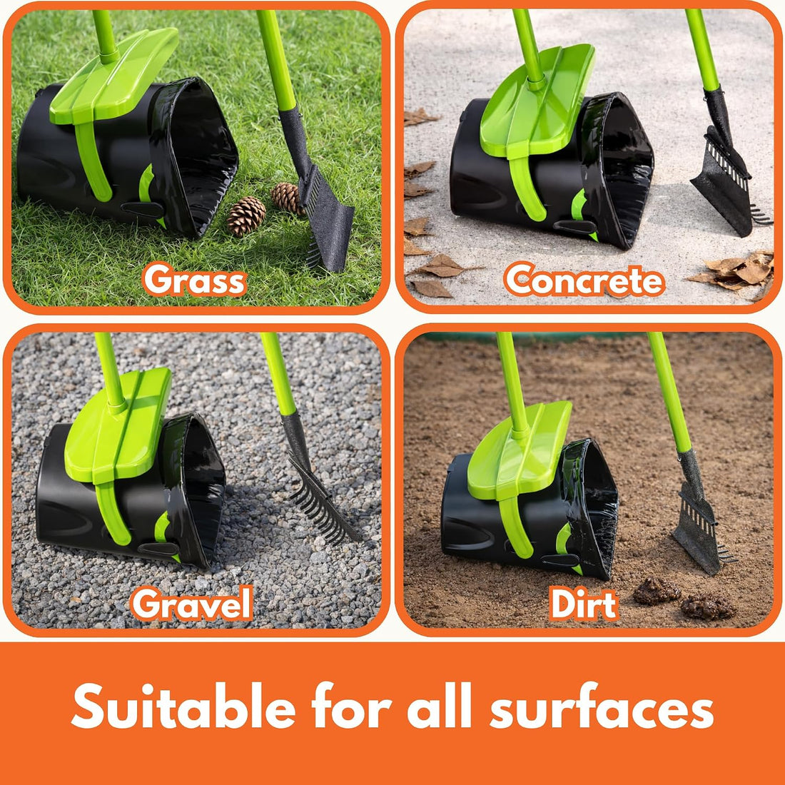 Pupzle Dry & Wet Dog Pooper Scooper with 40" Long Handle for Large