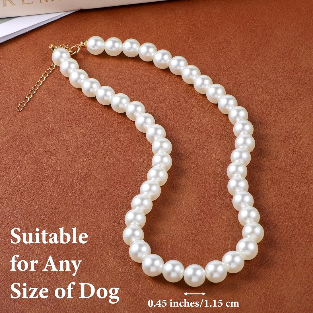 Chunky Pearl Dog Necklace Adjustable Dog Necklace Inner Neck