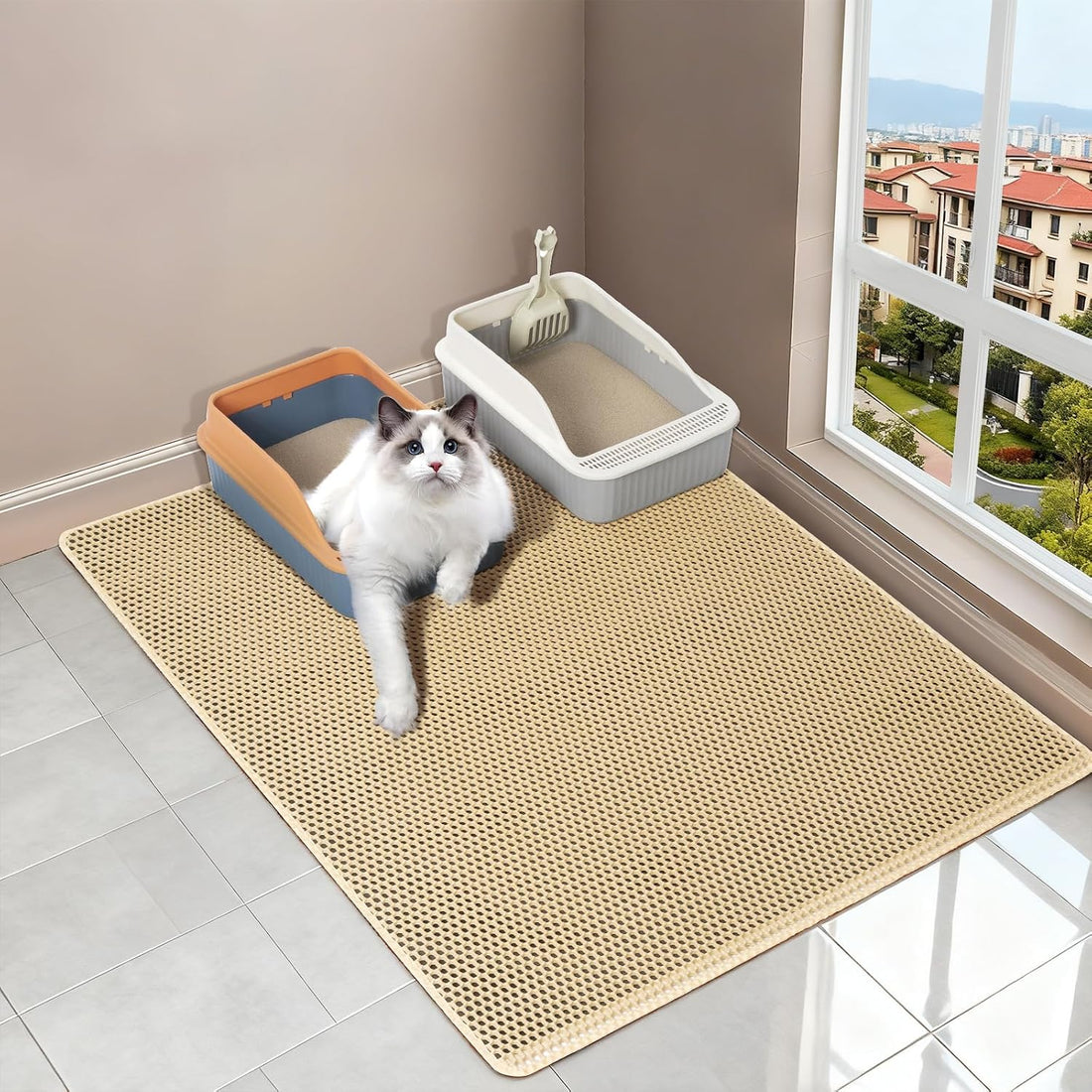 Extra large Cat Litter Mat, XXL 47x36 In, Large Cat Litter Box Mat