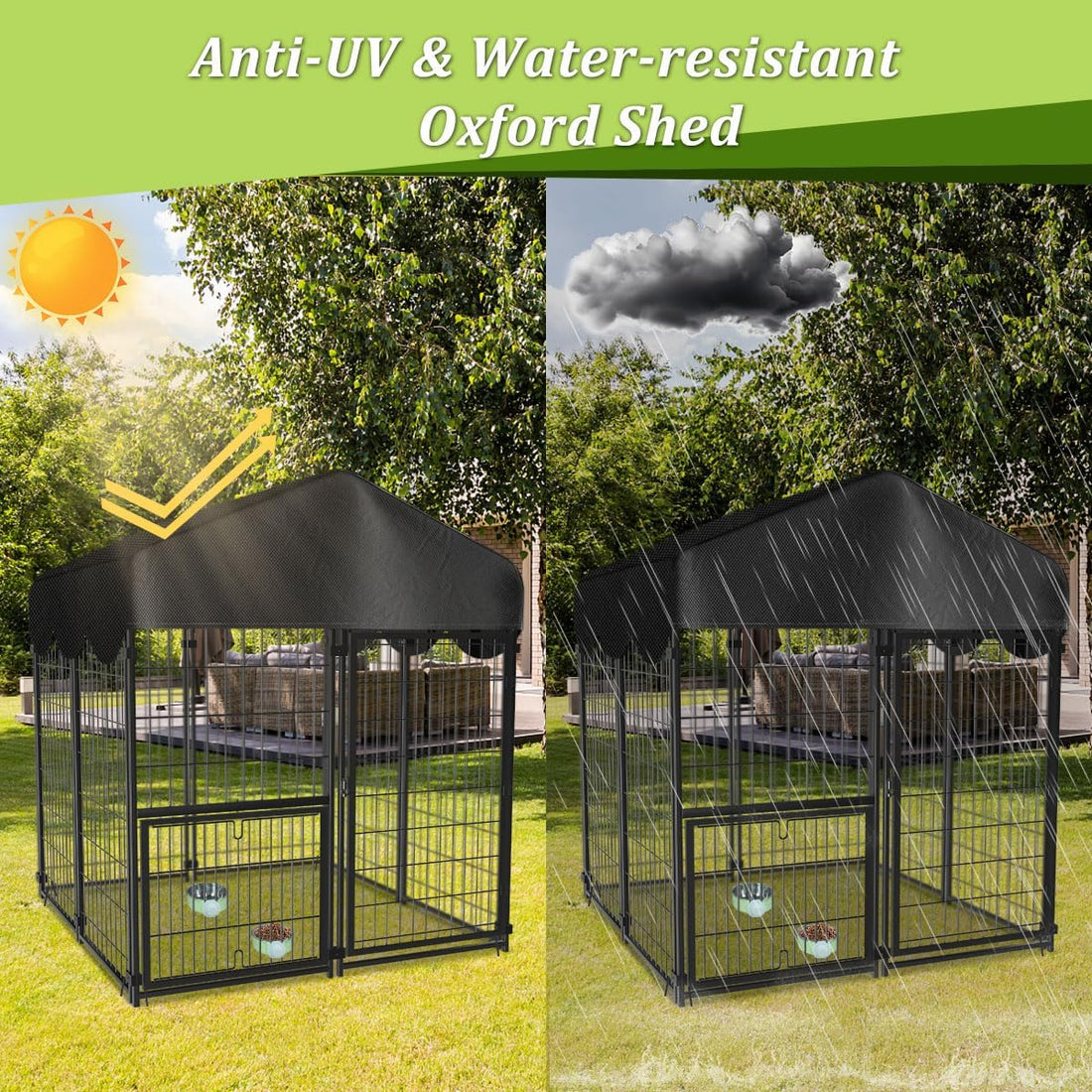 Heavy Duty Dog Kennel Outdoor, Covered Dog Kennels Outside with Roof