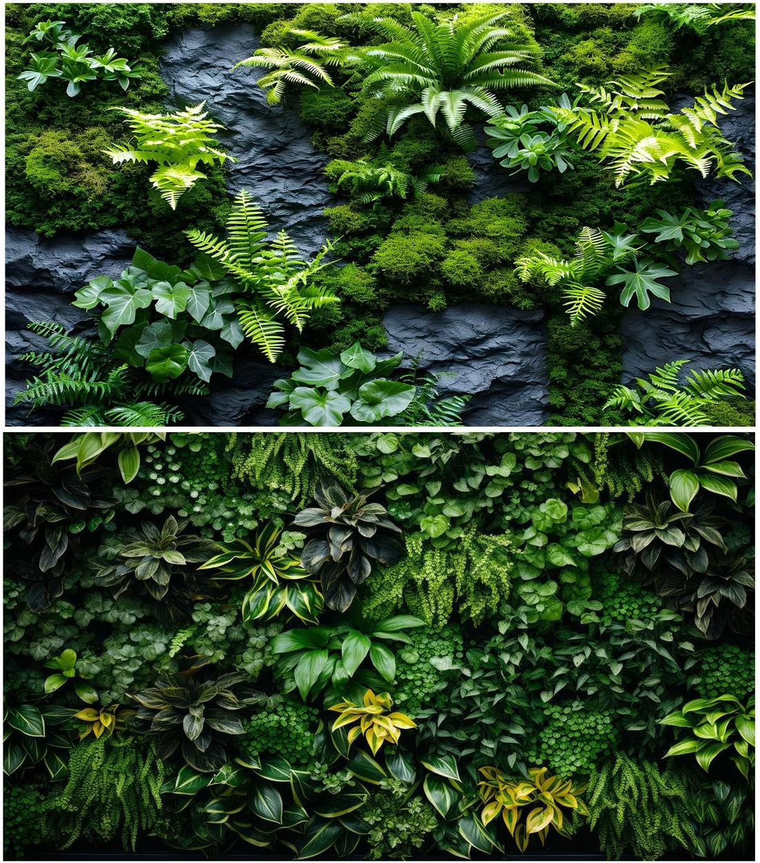 2 Packs Rock Wall Reptile Tank Background Lush Green Tropical Leaves