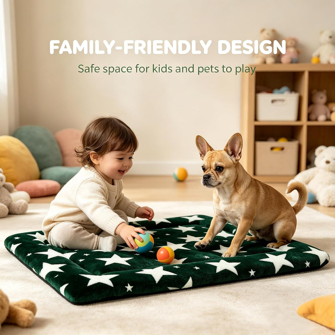 Dog Bed Mat,Reversible & Ultra Soft Kennel Pad-Machine Washable Pet