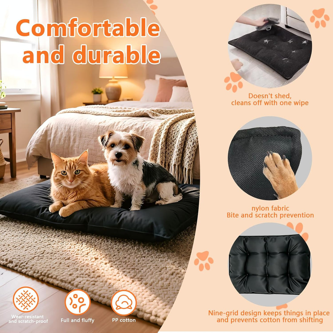 Indestructible Chew Proof Dog Bed for Aggressive Chewers 28.7X17.7IN