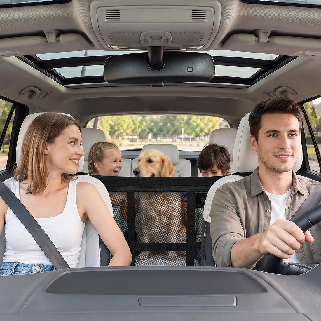 Dog Car Barrier for Sedans SUVs Trucks, Double-Layer Mesh
