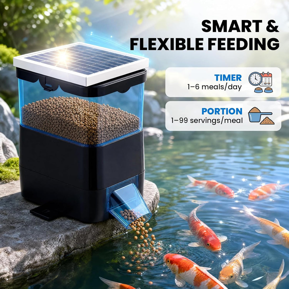 NEWTRY Automatic Pond Fish Feeder