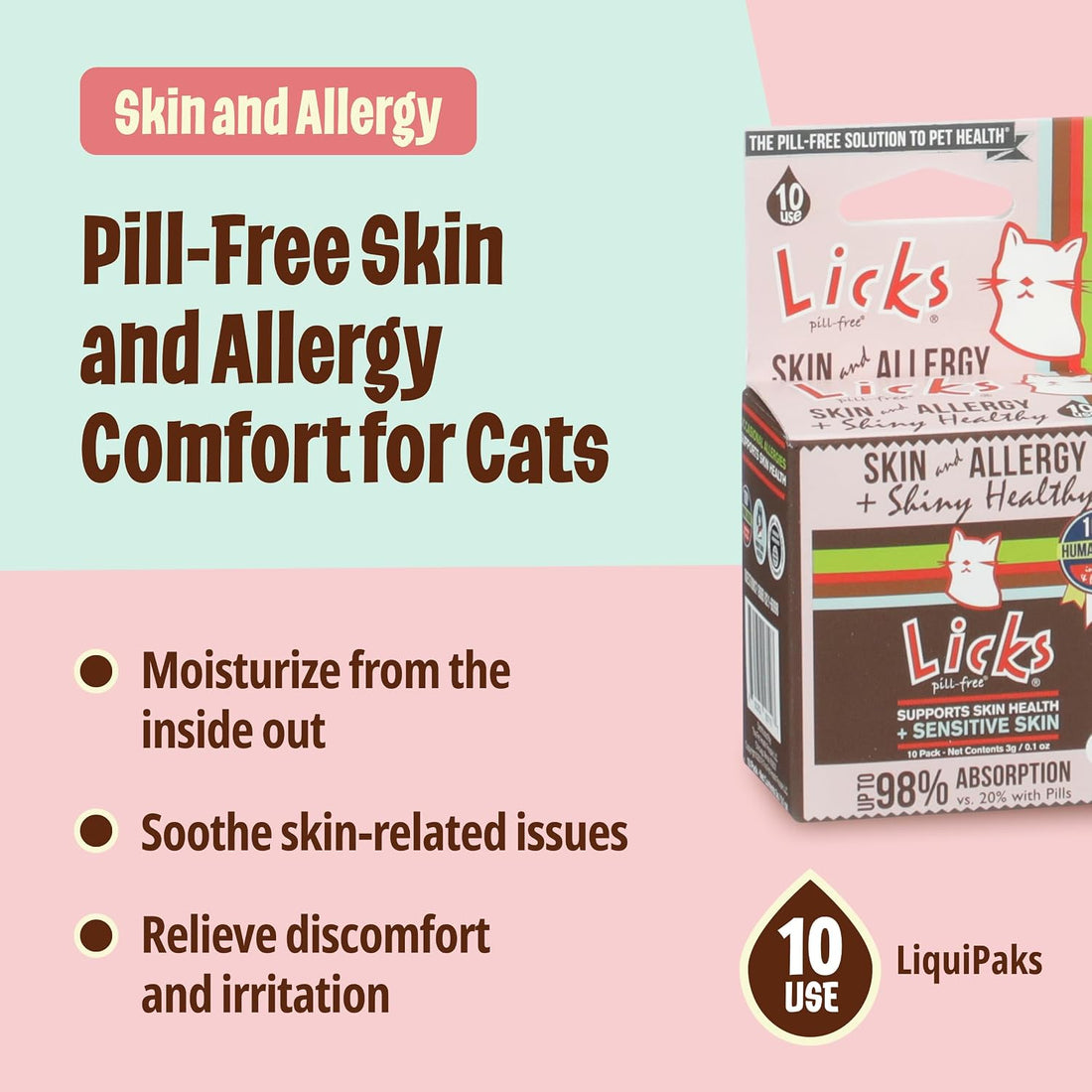 Licks Cat Skin & Allergy Support, Omega 3, Skin and Coat Support