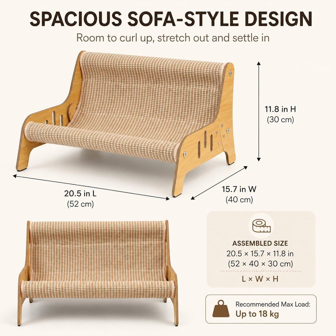 Sisal Cat Scratcher Sofa Bed and Lounger for Indoor Cats