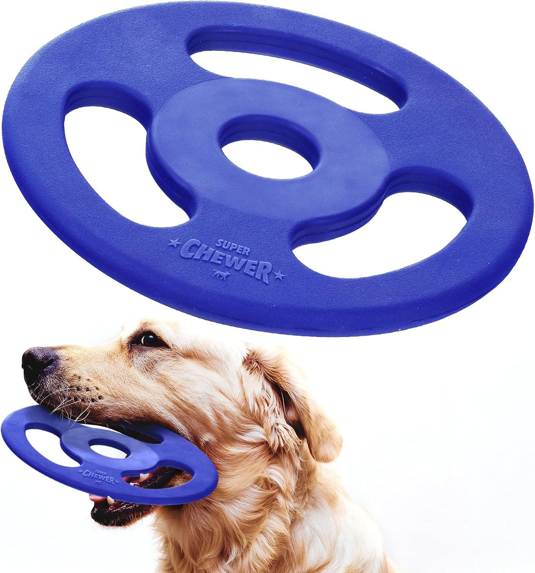 SuperChewer Tough Tug-of-War Flying Disc Toy | Lifetime Replacement