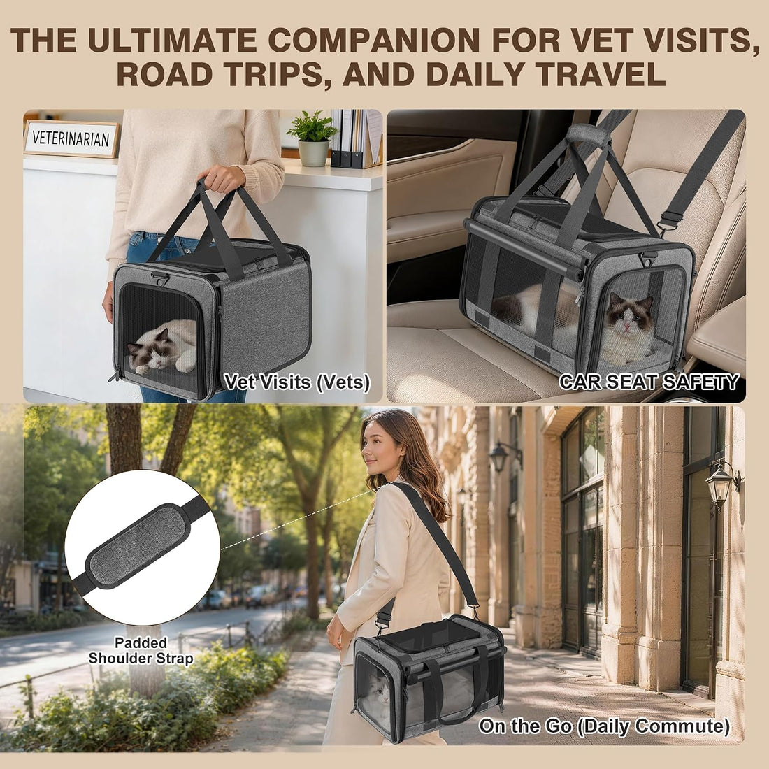 Soft Sided Cat Carrier for Anxious Pets with Privacy Roller Blinds