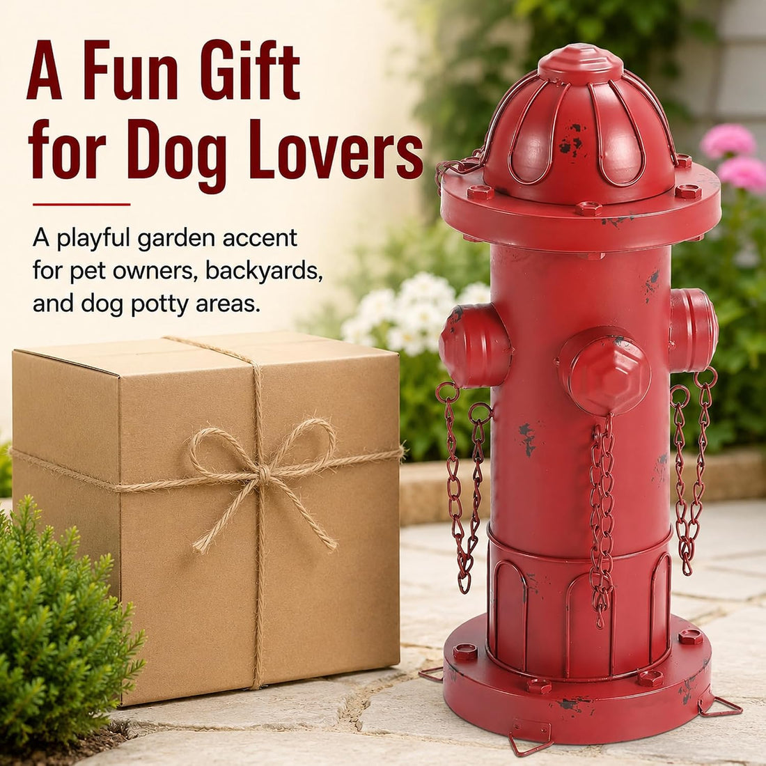 13.5" Vintage Metal Finish Dog Fire Hydrant Pee Post for Yard Puppy