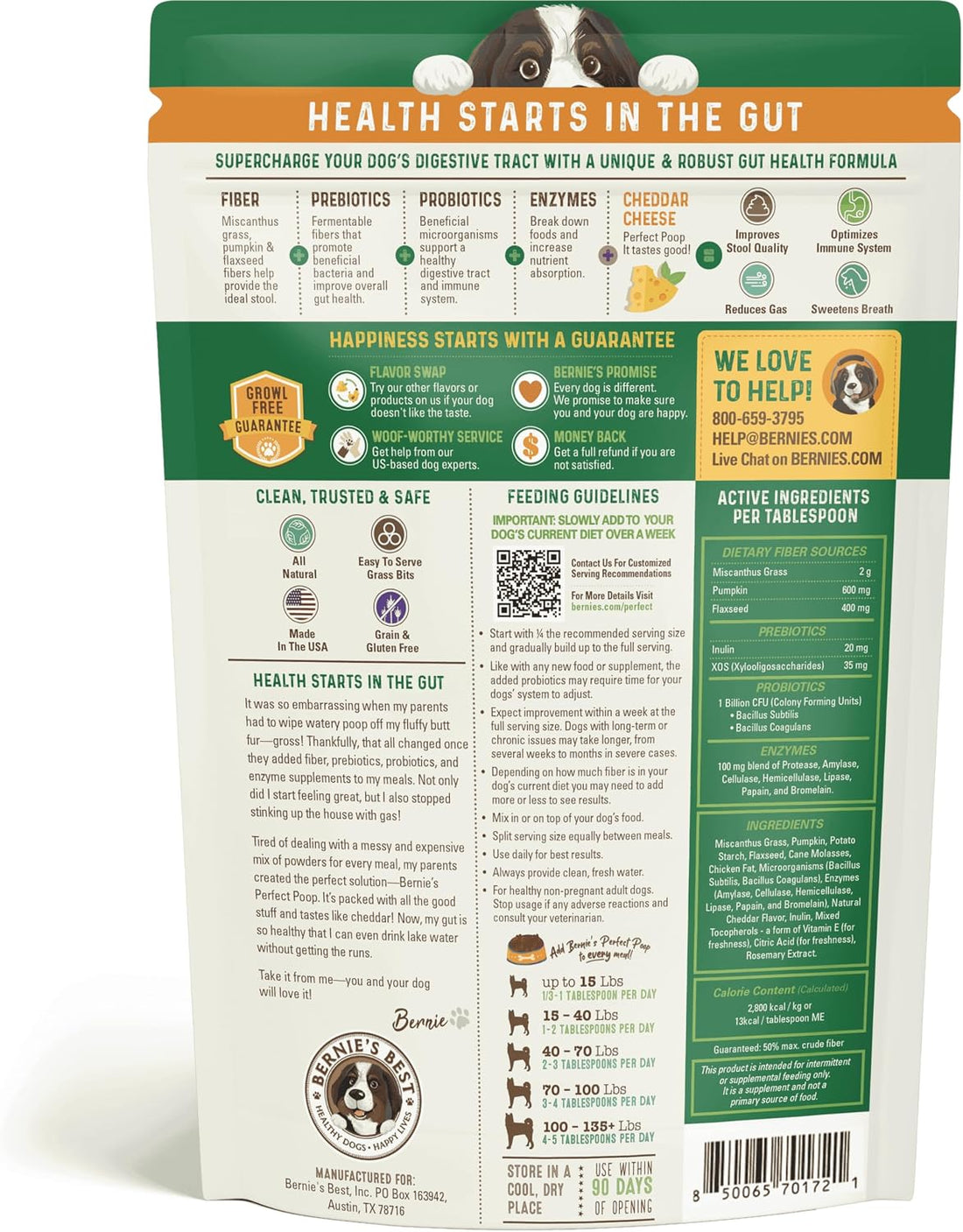 Perfect Poop Digestion & General Health Supplement for Dogs: Fiber