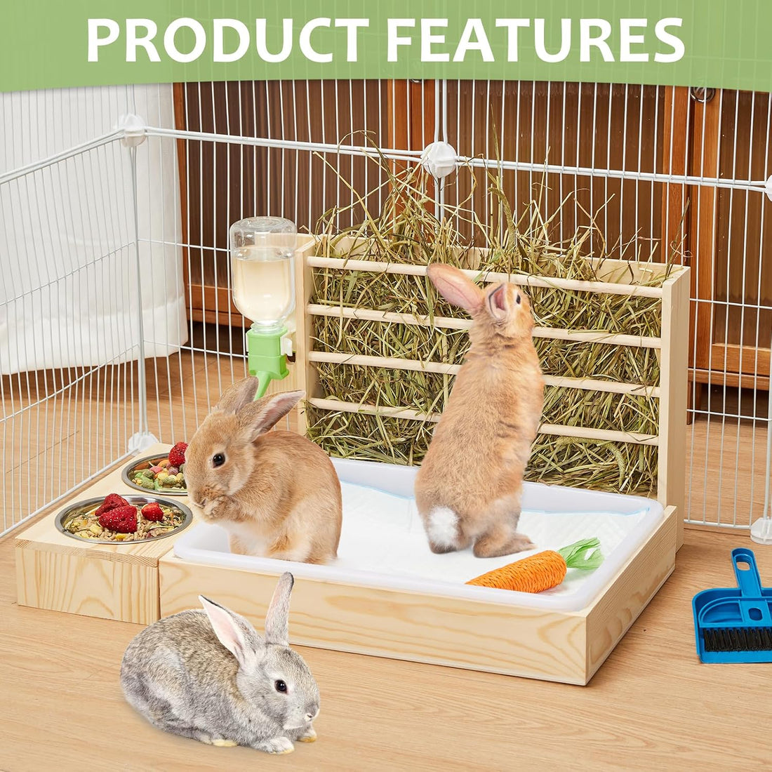 4 in 1 Rabbit Hay Feeder with Litter Box