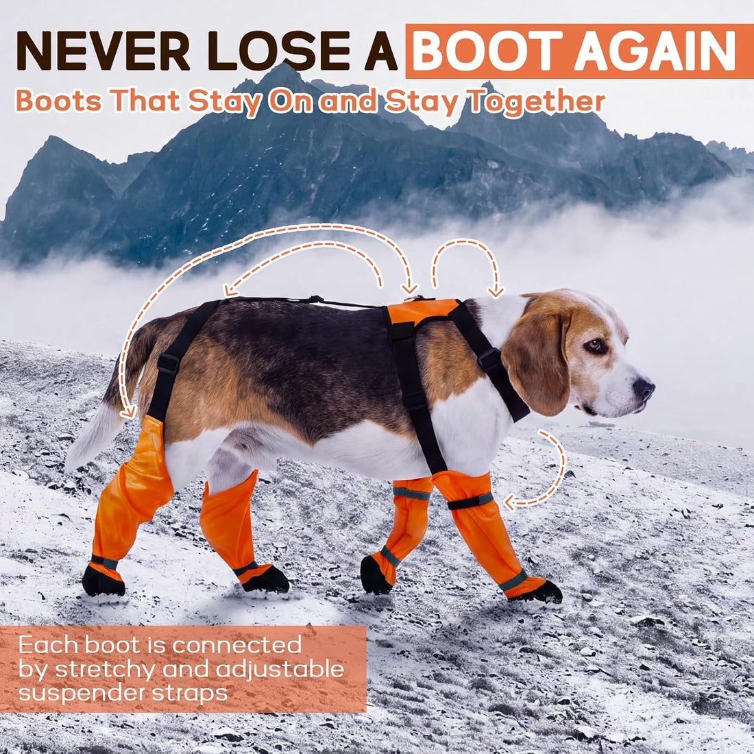 QBLEEV Dog Suspender Boots, Waterproof Dog Rain Boots Paw Protector