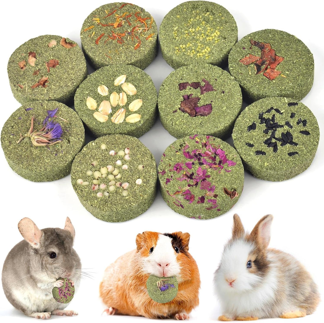 ERKOON Treats Rabbit Toys, 100% Edible Premium Timothy Hay Chew