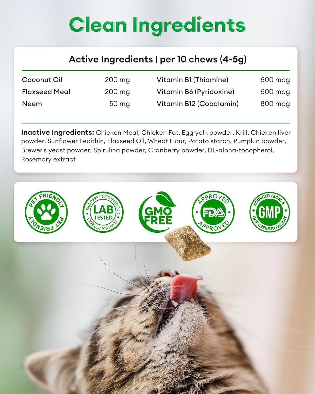 Cat Flea Tick Support Chews, Chicken Flavor, 8oz