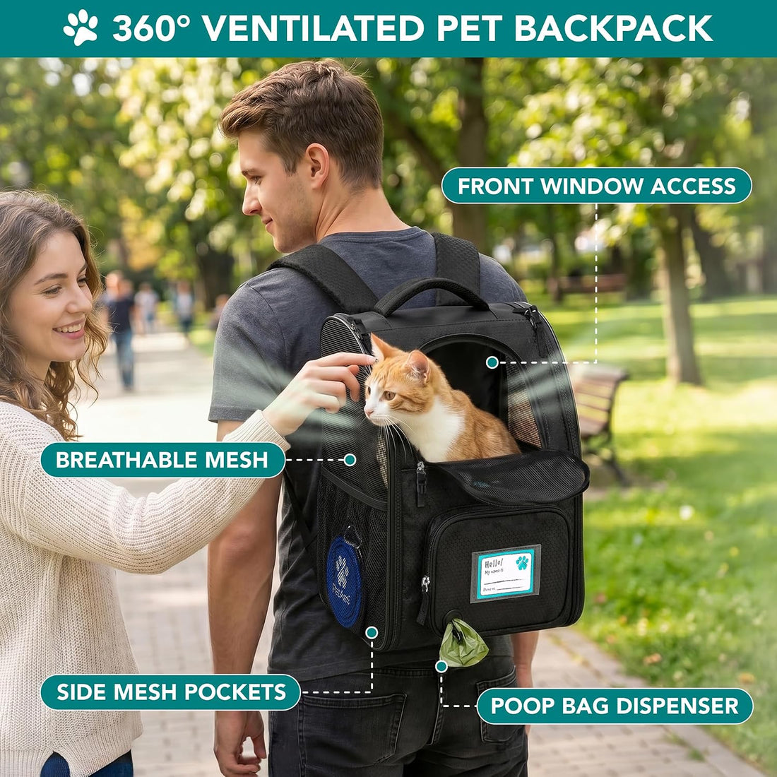 PetAmi Expandable Dog Cat Backpack Carrier, Airline Approved