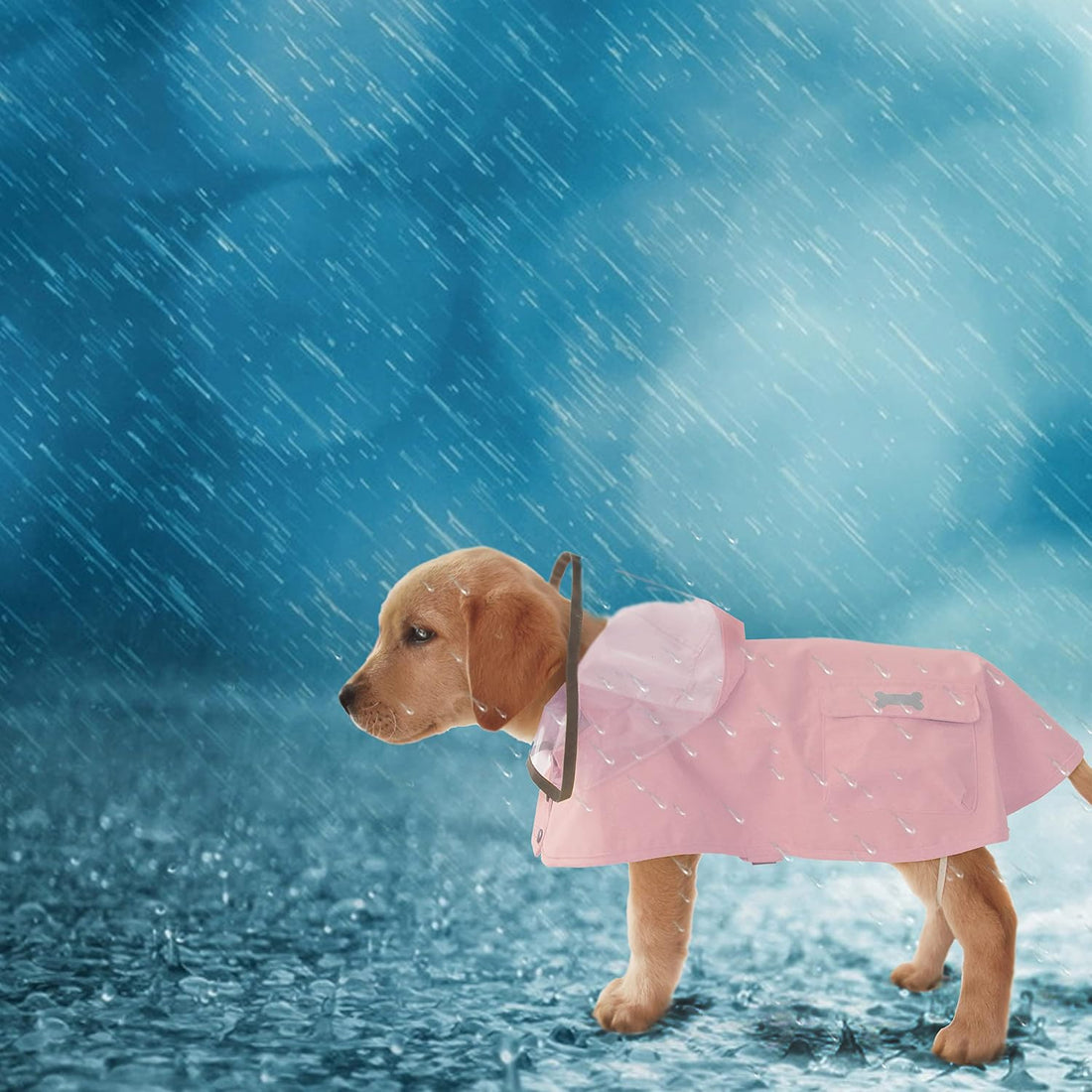 MAMORE Dog Raincoat Waterproof Reflective Adjustable Pet Rain Jacket