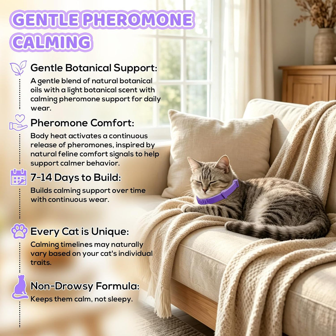 Calming Collar for Cats, 4 Pack Cat Pheromone Collar, 60-Day Each