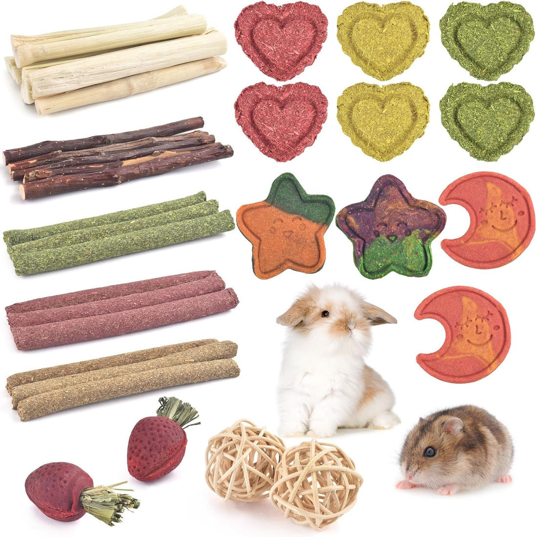 ERKOON 33PCS Bunny Chew Toys for Rabbits Teeth
