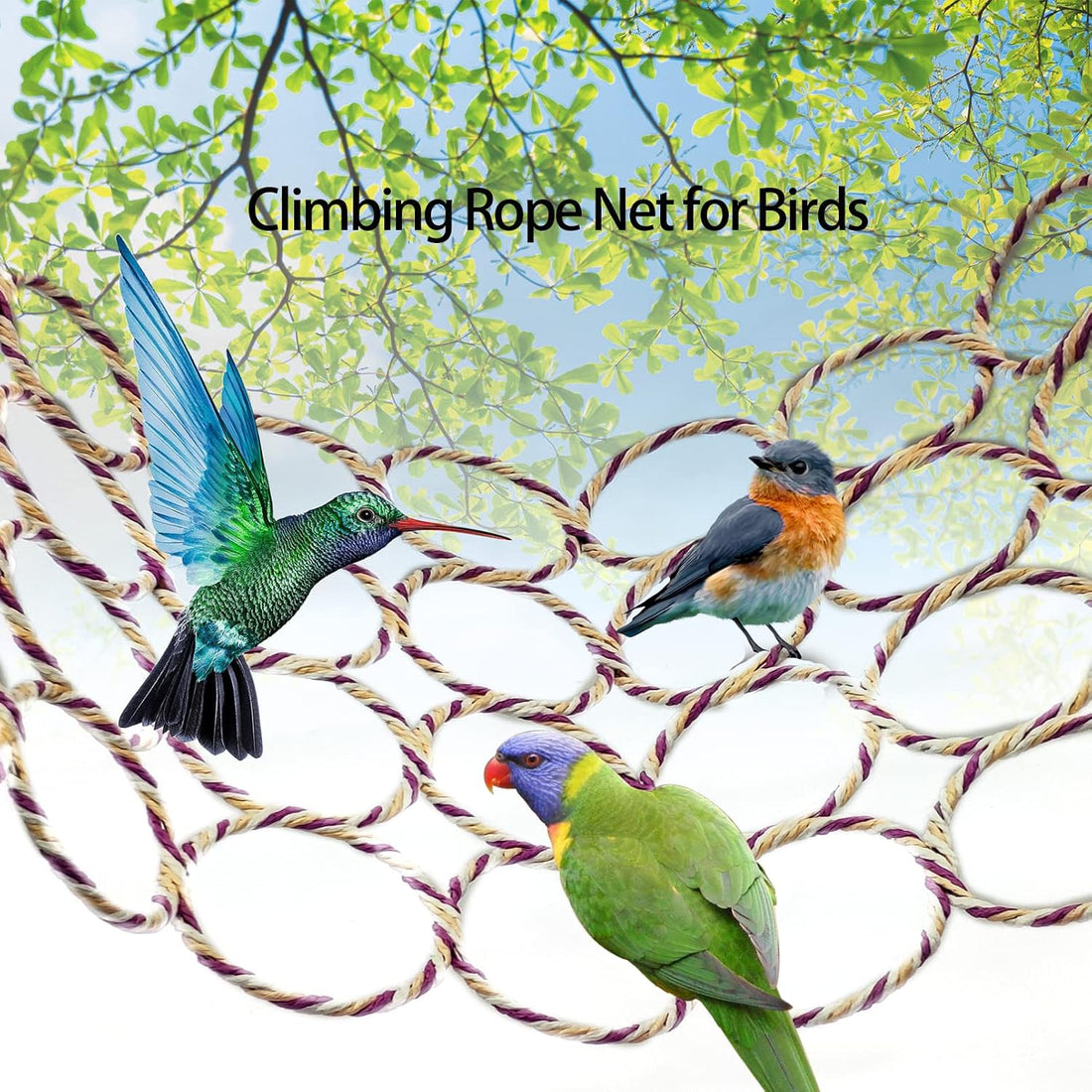 BNOSDM Bird Climbing Net 4Pcs Parrot Hemp Rope Ladder Budgie Climbing
