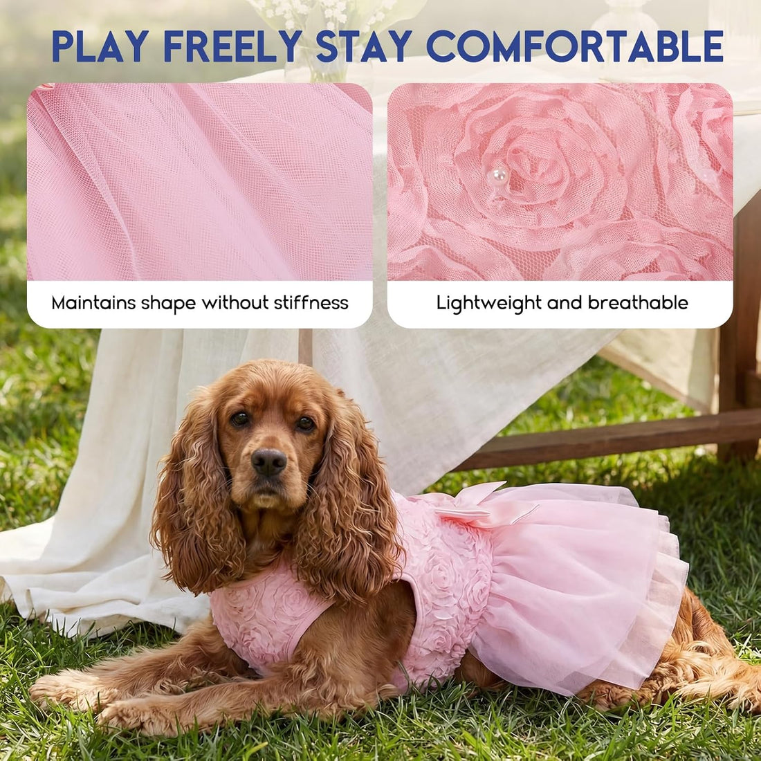 ASENKU Dog Dress Pet Wedding Dress Lace Puppy Birthday Party