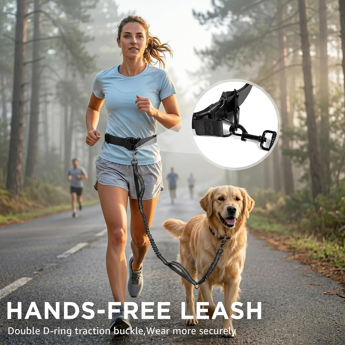 Hands Free Dog Leash with Waist Pack Bungee for Running