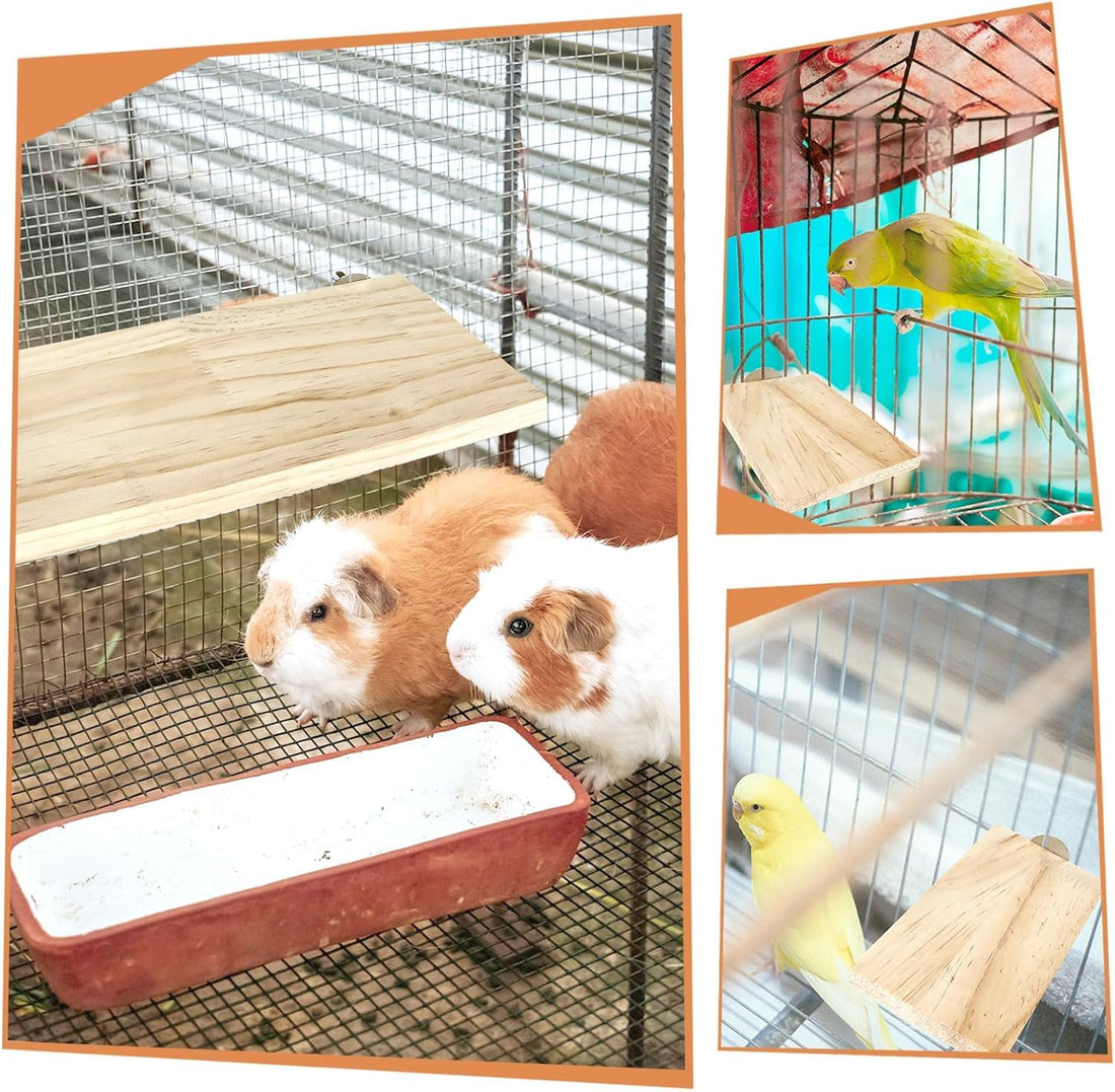 BILLIOTEAM 4-Size Bird Platforms with Wood Perches and Stand Boards