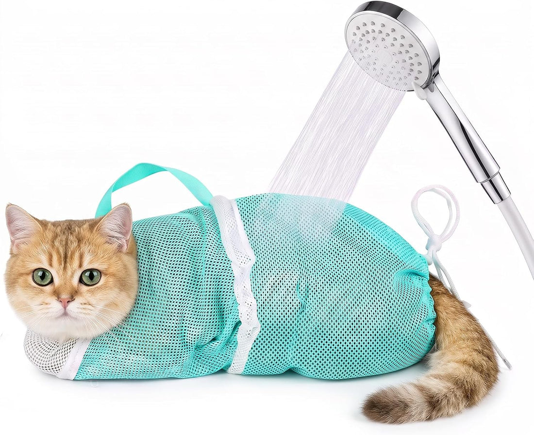 Pink Cat Bathing Bag, Breathable Mesh Anti Bite Anti Scratch Cat