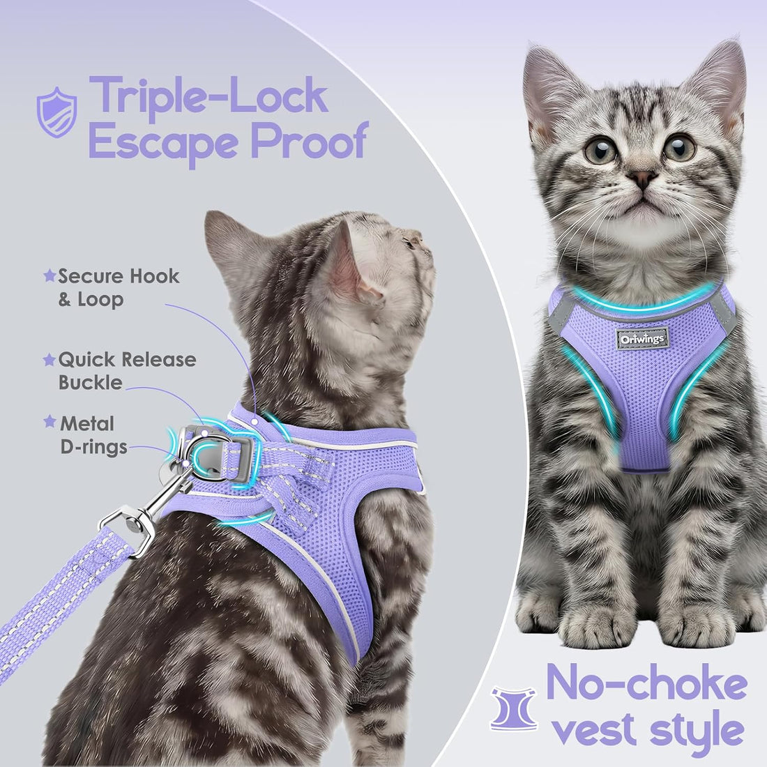 Cat Harness and Leash Set, Step-in Soft Vest