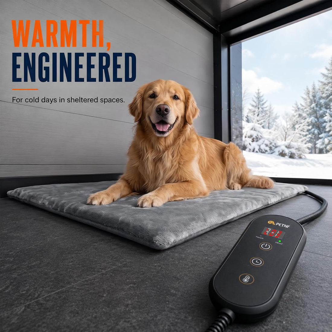 PETNF Outdoor Heated Pet Pad with Adjustable Temperature Control Box
